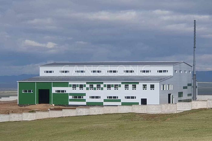 factory building with rock wool panel