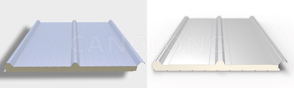 PU Sandwich Roof Panel With 3 Ribs
