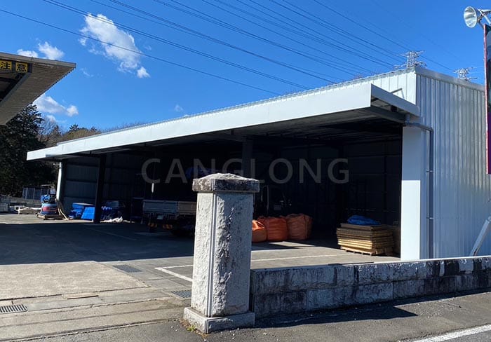 single slope stone warehouse