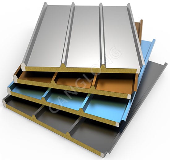PU Sealing Rock Mineral Wool Sandwich Panel For Roof