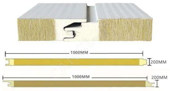 200mm Polyurethane Sealing Rockwool Sandwich Wall Panel