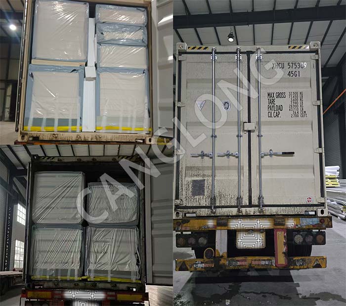 100mm thick PU sandwich panel shipped