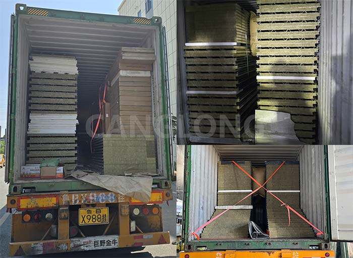 rock wool composite panels packaged and shipped
