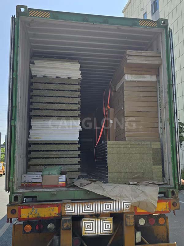 rock wool composite panels packaged and shipped