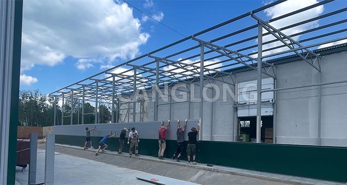 PU sandwich panel installation for Belarus warehouse